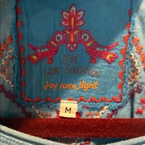 JW Los Angeles Embroidered Blue Top